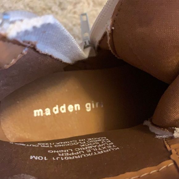 Madden Girl Combat Boots Womens Size 10 Kurrt White Beige Canvas Zip new - Picture 8 of 9